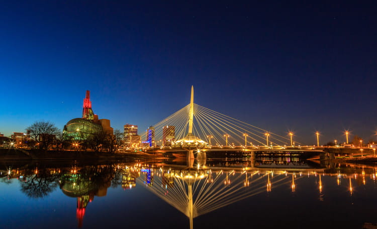 Winnipeg Downtown Night Aerial